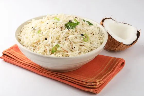 Coconut rice in a bowl